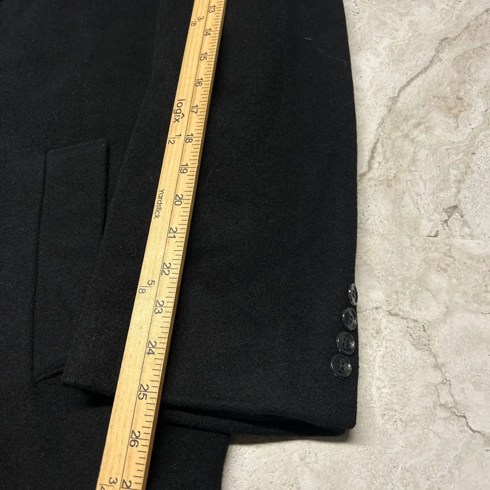 Ralph Lauren Chaps Overcoat Black Mens 48R 100% Cashmere Italian Fabric Coat